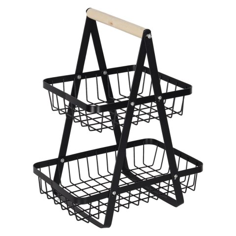 Kosz miska na owoce dwupoziomowy piętrowy metal drewno