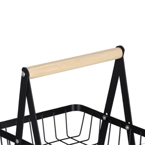 Kosz miska na owoce dwupoziomowy piętrowy metal drewno