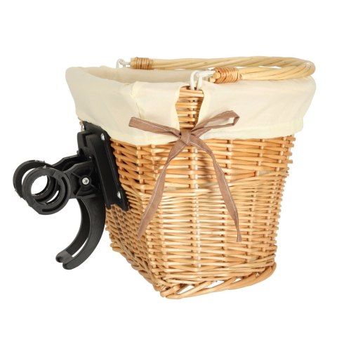 Koszyk rowerowy wiklinowy na rower RALLEX przedni pleciony click biały