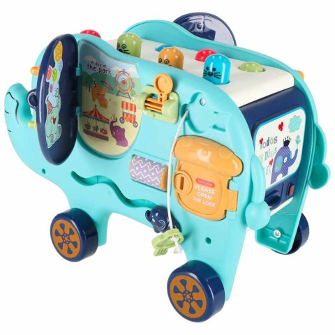 Słonik tablica manipulacyjna montessori wbijak sorter klocki młotek 26cm